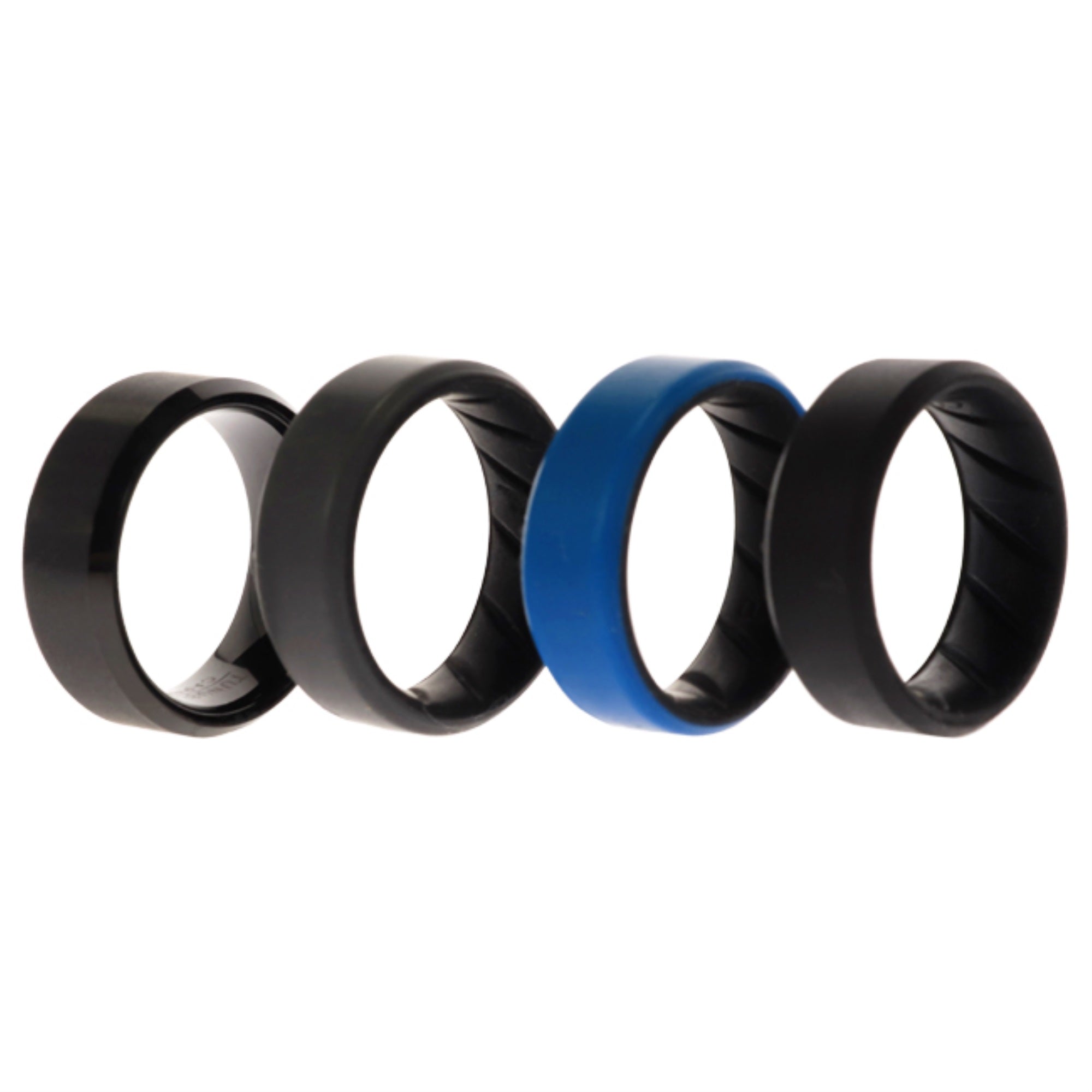 Silicone Wedding BR Twin 8mm Ring - Blue by ROQ for Men - 4 x 8 mm Ring